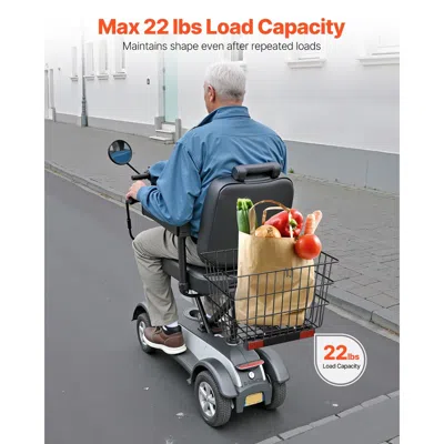 Belgyan Scooter Rear Basket, Heavy Duty Metal Wire Basket With Handle, Spacious Cargo Basket, Works With 1-i In Black