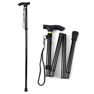 Belgyan Walking Cane Aluminum Alloy Walking Stick Adjustable Folding Travel Hiking Stick In Black