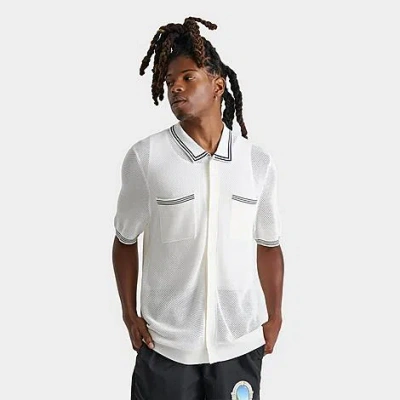 Belier Men's Bélier Striped Crochet Resort Shirt In White