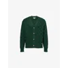 Belier Mens Rolex Green Basket-weave Knit Cotton-blend Cardigan In Green