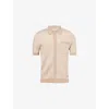 Belier Mens Block Print Short-sleeves Wool Shirt Beige
