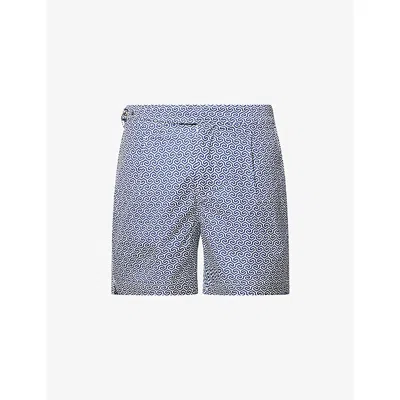 Belier Mens Navy Labrynth Printed Swim Shorts In Blue