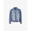 Belier Mens Blue Logo-embossed Zip-up Denim Jacket In Blue