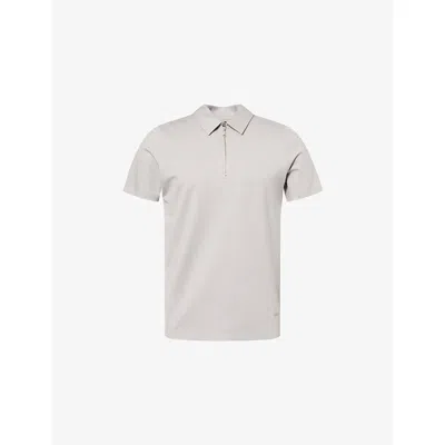 Belier Mens Pebble Premium Logo-plaque Jersey Polo Shirt Xs In Gray
