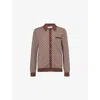 Belier Mens Brown/ecru Block Print Merino Wool Knitted Cardigan Xxl In Brown