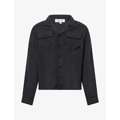 Belier Mens Cannes Flap-pocket Cupro Shirt Black
