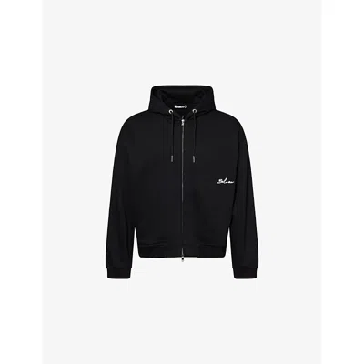 Belier Mens Embroidered-logo Relaxed-fit Cotton-jersey Hoody Black