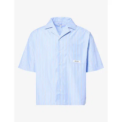 Belier Mens Everett Striped Cotton Shirt Blue Xs