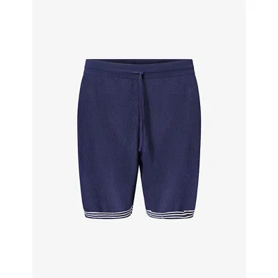Belier Mens Navy / Ecru Andersson Open Stitch Resort Woven Short In Blue