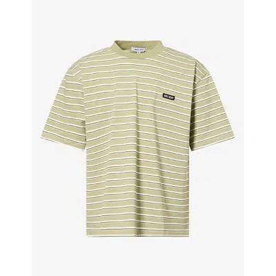 Belier Mens Olive Earl Striped Cotton T-shirt