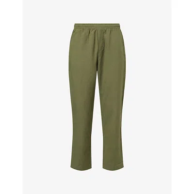Belier Mens Olive Linen-cotton Blend Trouser Xs In Green