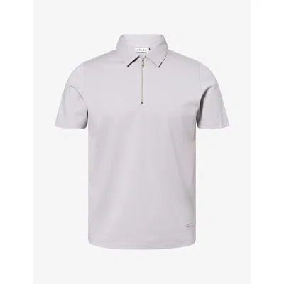 Belier Mens Pebble Zipped Jersey Polo Shirt Grey