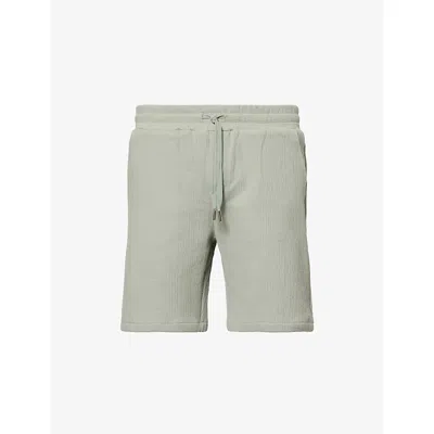 Belier Mens Sage Textured Cotton-blend Shorts Xxl In Green