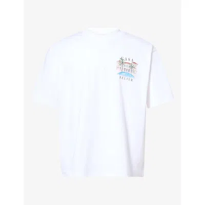 Belier Mens White Casa  Graphic-print Cotton T-shirt