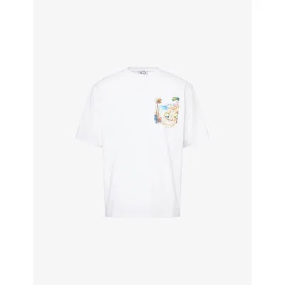 Belier Mens White Watercolor Amalfi Graphic-print Cotton T-shirt Xl