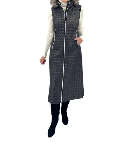 Believe By Tuula Rossi Carola Quilted Vest With Side Zippers In Black In Blue