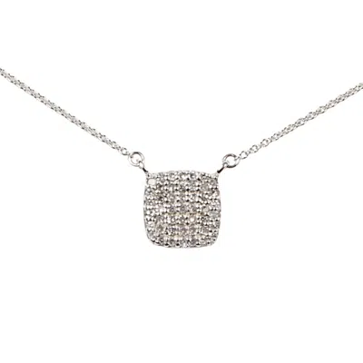 Belinda Jewelz Women's Delilah Pavé Cushion Pendant Necklace - White Gold