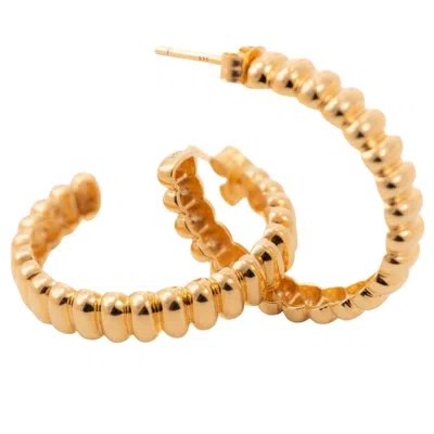Belinda Jewelz Women's Gold Bubble Ridge Chunky Open Dangle Hoops