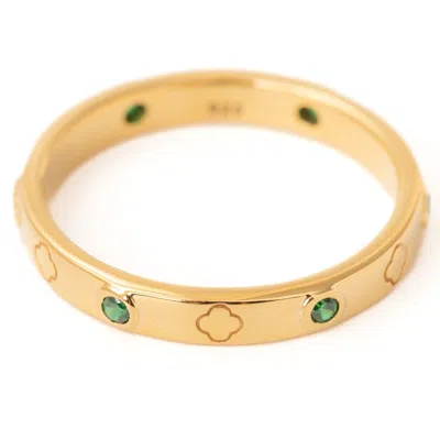 Belinda Jewelz Women's Gold / Green Clover Luxe Band Ring
