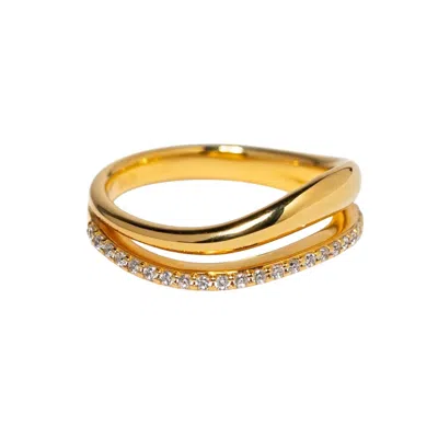 Belinda Jewelz Women's Gold Pavé Wavy Organic Ring
