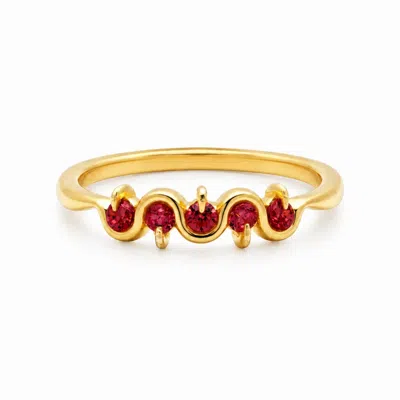 Belinda Jewelz Women's Gold / Pink Ruby Wavy Multi - Birthstone Ring In Gold/pink