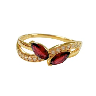 Belinda Jewelz Women's Gold / Red Garnet Crossover Ring In Multi