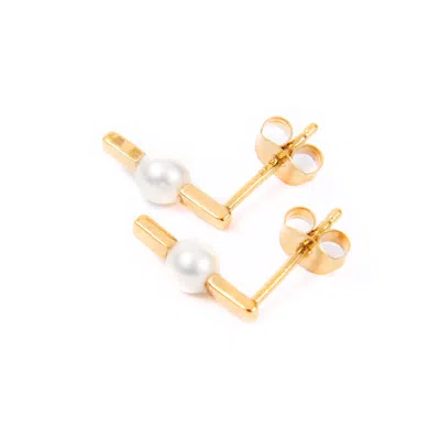 Belinda Jewelz Women's Gold Sadie Pearl Bar Studs