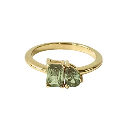 Belinda Jewelz Women's Green Toi Et Moi Peridot Birthstone Ring In Gold
