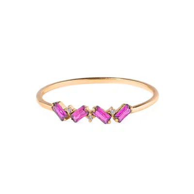 Belinda Jewelz Women's Pink / Gold Ruby Full Baguette Birthstone Ring In Multi