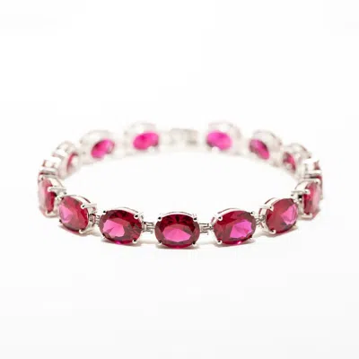 Belinda Jewelz Women's Pink Kierra Oval-cut Ruby Tennis Bracelet