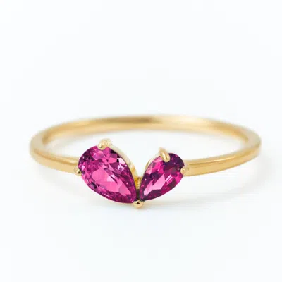 Belinda Jewelz Women's Pink Ruby Heart Toi Et Moi Birthstone Ring In Gold