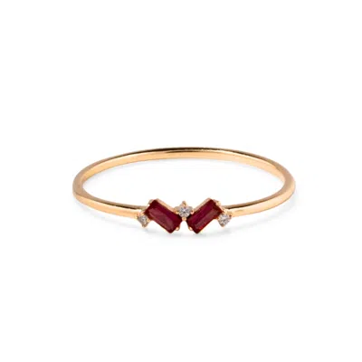 Belinda Jewelz Women's Red / Gold Garnet Double Baguette Birthstone Ring