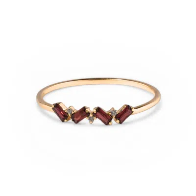 Belinda Jewelz Women's Red / Gold Garnet Full Baguette Birthstone Ring