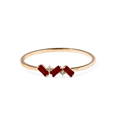 Belinda Jewelz Women's Red / Gold Garnet Triple Baguette Birthstone Ring