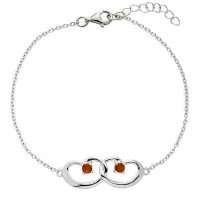Belinda Jewelz Women's Red / Silver Garnet Interlocked Hearts Bracelet In Multi