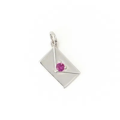 Belinda Jewelz Women's Silver / Pink Ruby Envelope Charm In Metallic