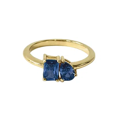 Belinda Jewelz Women's Toi Et Moi Blue Sapphire Birthstone Ring In Gold