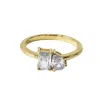 Belinda Jewelz Women's Toi Et Moi White Topaz Birthstone Ring In Gold