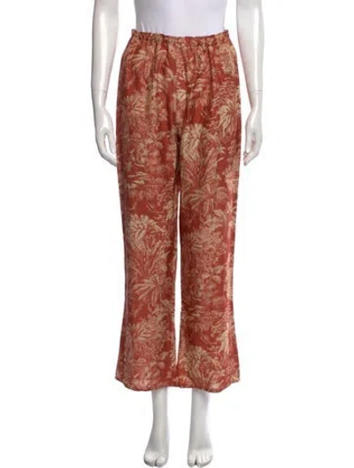 Pre-owned Belize Printed Wide Leg Pants In Red