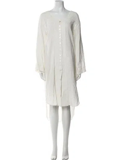 Pre-owned Belize Square Neckline Midi Length Dress In White