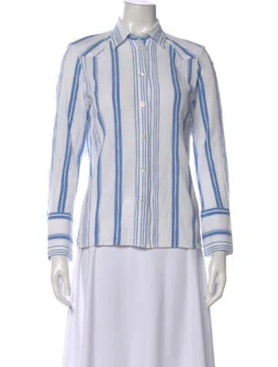Pre-owned Belize Striped Long Sleeve Button-up Top In Multi