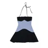Belkys Studio Women's Black / Blue Lola Mini Contour Dress In Black/blue