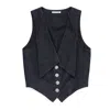 Belkys Studio Women's Black Renata Denim Vest In Black