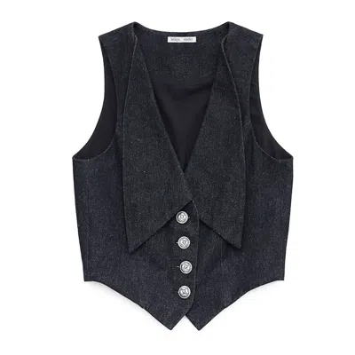 Belkys Studio Women's Black Renata Denim Vest