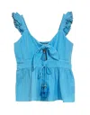 Bell Alexa Top In Turquoise Gauze In Multi