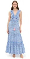 Bell Allie Maxi Dress Light Blue Pink Print In Light Blue Pink Print