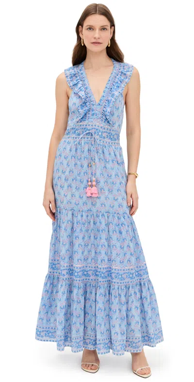Bell Allie Maxi Dress Light Blue Pink Print