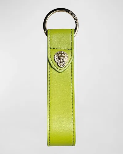 Bell & Apos;invito Leather Logo Keychain In Green