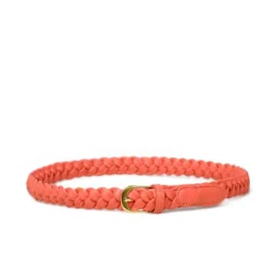 Bell & Fox Arya Woven Leather Belt-coral In Pink