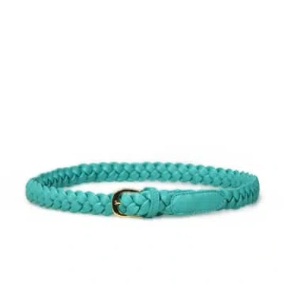 Bell & Fox Arya Woven Leather Belt-teal In Green